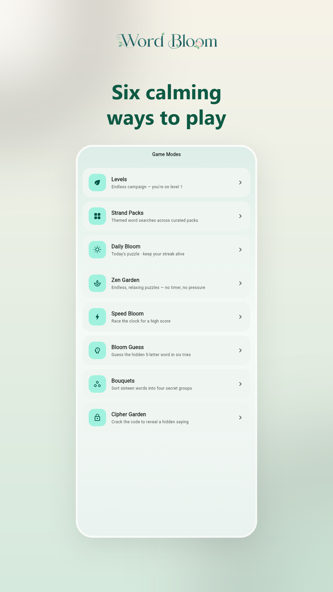 Word Bloom game modes